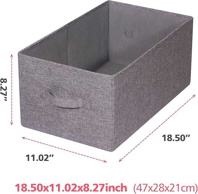 TENABORT Set of 3 Closet Organizer Bins with Handle, Fabric Foldable Storage Baskets Cloth Box Containers for Shelves Home Office Clothes Clothing