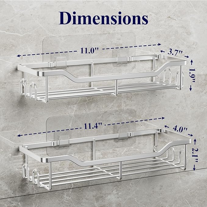 Shower Caddy Large, Adhesive Shower Organizer, Sliver
