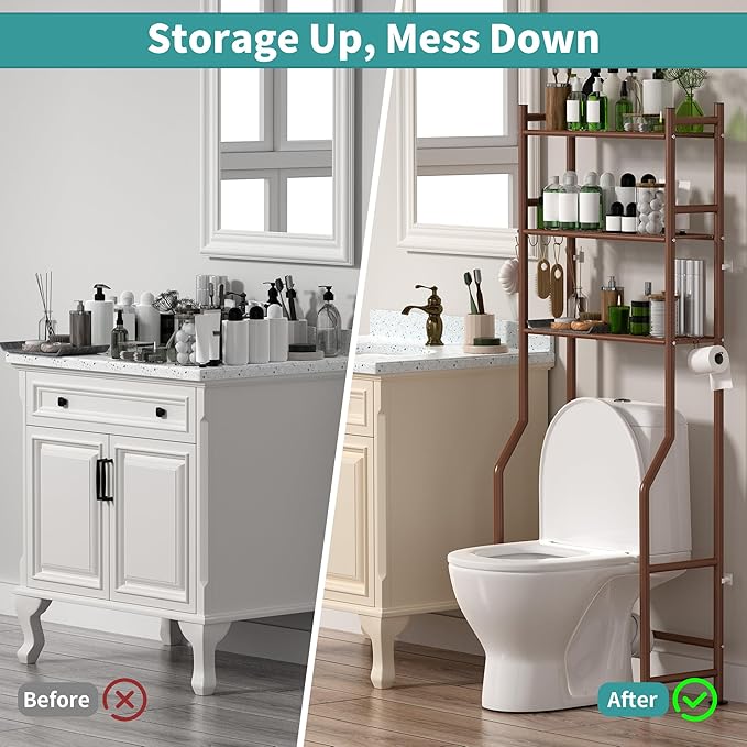 3-Tier Over The Toilet Storage Organizer, Bronze