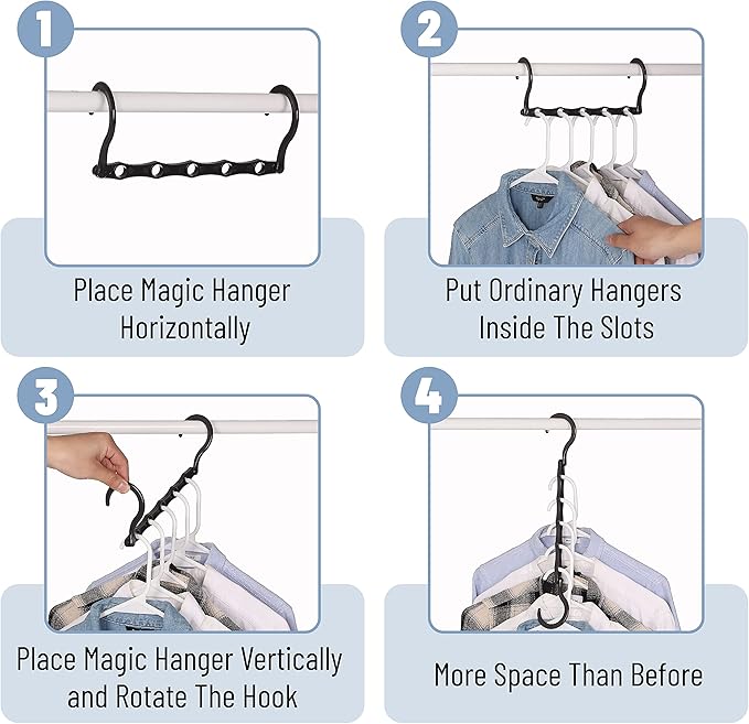 Mr. Pen- Space Saving Hangers, 8 pcs, 360° Rotating Hooks, Magic Cascading Hanger Organizer with 5 Enclosed Slots, Closet Organizers and Storage for Clothes, College Dorm Room Essentials