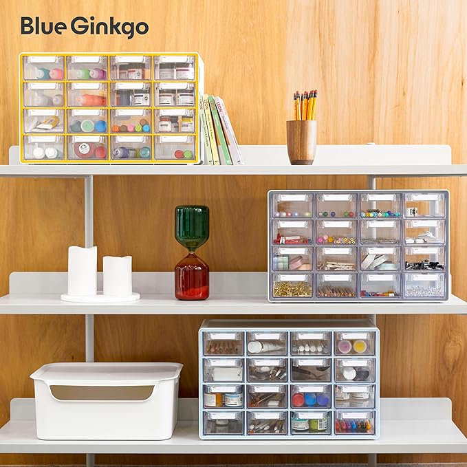 Blue Ginkgo Medium 16-Drawer Cabinet, Made in Korea, Blue