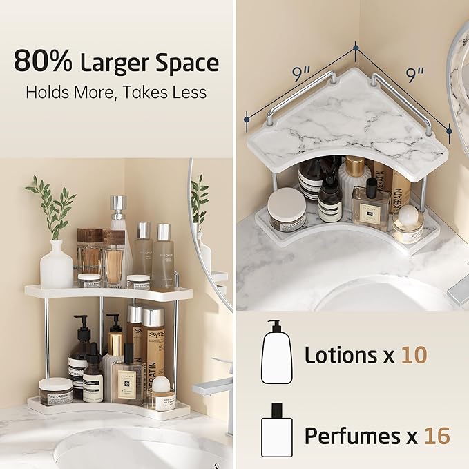 Ceramic Bathroom Corner Countertop Organizer
