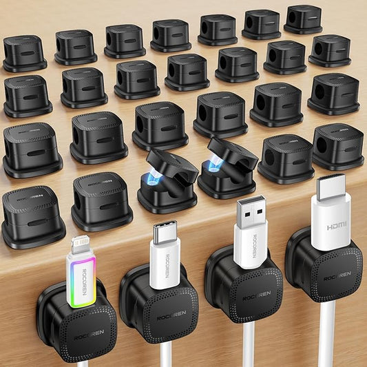 30-Pack Magnetic Cable Clips Cord Organizer, Cable Straps Smooth Adjustable