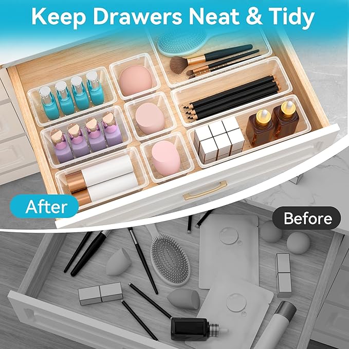 24 PCS Drawer Organizer Set, 4 Sizes Tool Storage Trays