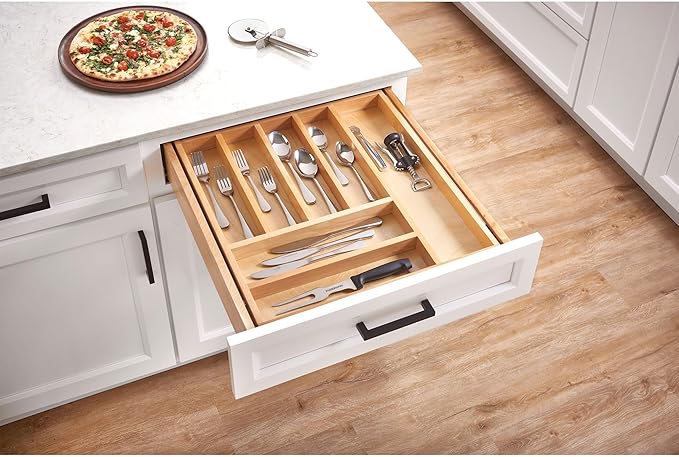Maple Two-Tier Cutlery Replacement Drawer System w/BLUM Soft-Close for Face