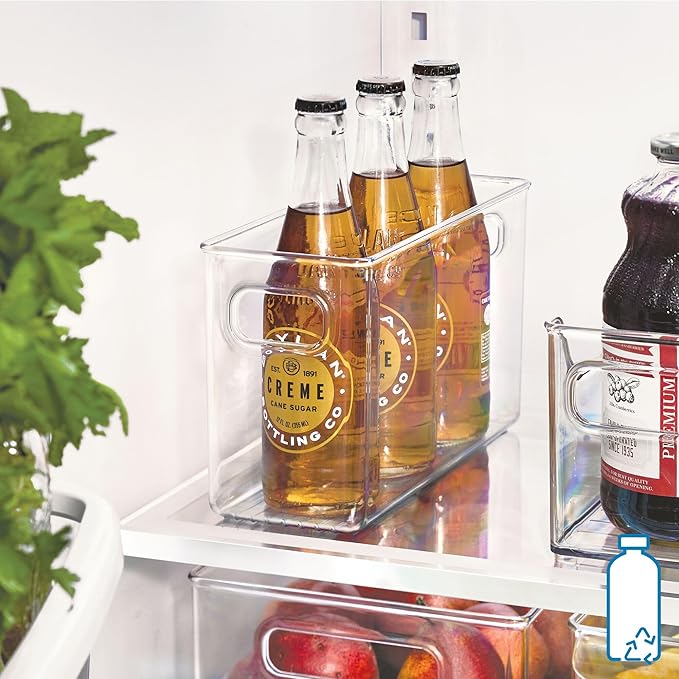 iDesign Slim Clear Plastic Storage Bin, Tall Narrow Organizer for Kitchen, Fridge, Freezer, or Pantry