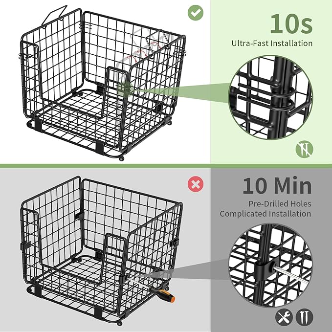 Wire Storage Basket for Kitchen Pantry: GGIU Stackable Kitchen Counter Organizers - Wire Organizing Bin for Produce Fruit Vegetable Potato and Onion Black