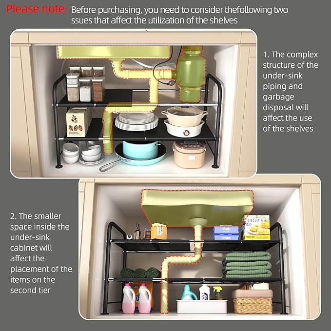 Under Sink Organizers and Storage, 2 Tier Shelf Under Bathroom Sink