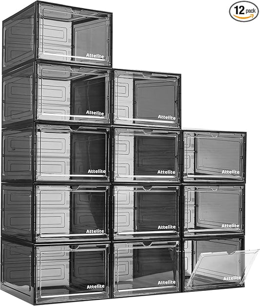 Upgrade 12pack Shoe Box Storage Containers