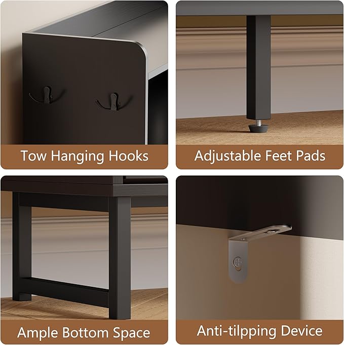 Shoe Cabinet with 4 Flip Drawers, Black