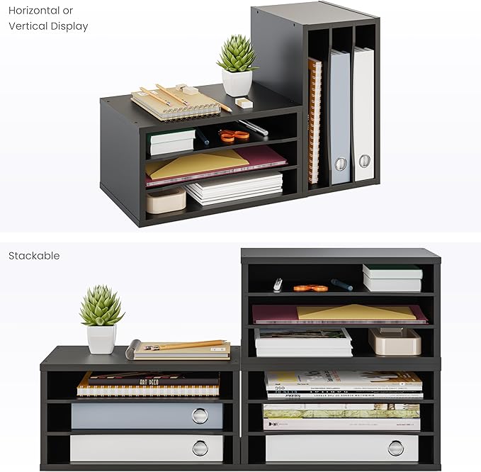 File Organizer, 3-Tier Document Paper Sorter, Black