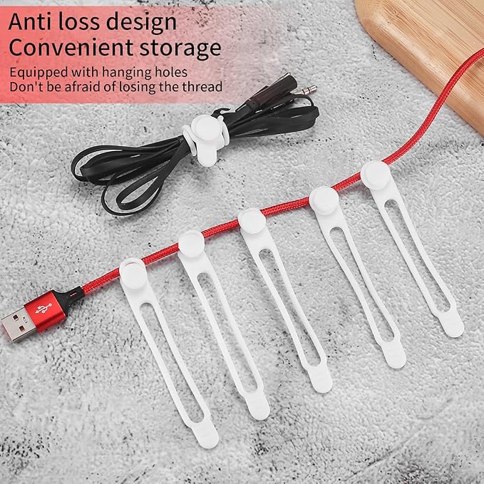50 Pcs Silicone Cable Ties, Reusable Cable Straps Wire Organizer