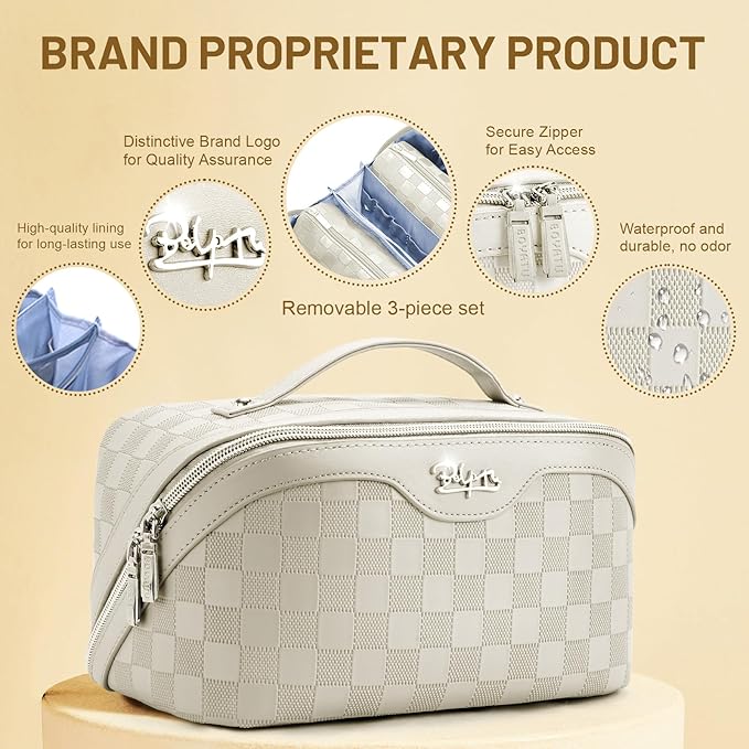 BOYATU Travel Makeup Bag Organizer: 3 Pcs Set Large Capacity Cosmetic Bags Holds 10–20 100ml Full-Size Bottles