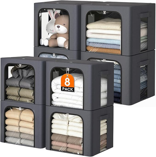 8 Pack Clothes Storage Bins with Metal Frame