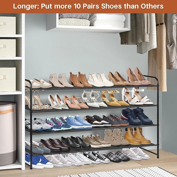 4 Tier Long Shoe Rack for Closet Floor