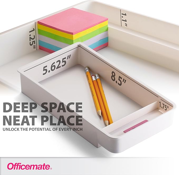 Medium Self-Adhesive Under Desk Drawer, White, 6" x 10.75" x 1.875" (22534)