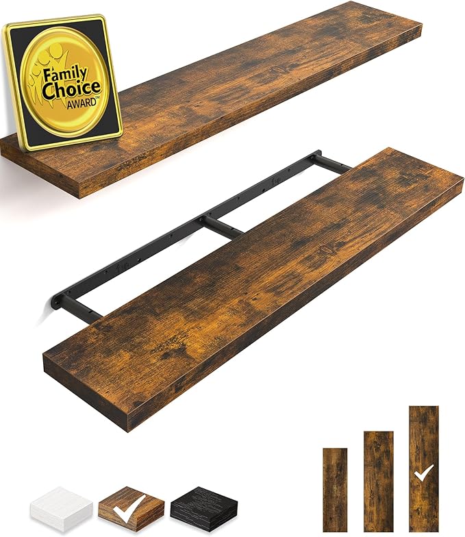 Floating Shelves, 48 inches Long Wall Mounted Rustic Wood Shelves for Bathroom