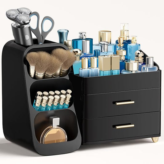 Cologne Organizer for Men Makeup Organizer with Brush Holder for Vanity