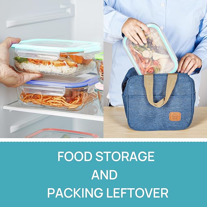5 Pack 35oz Glass Food Storage Containers with Lids, Multicolour