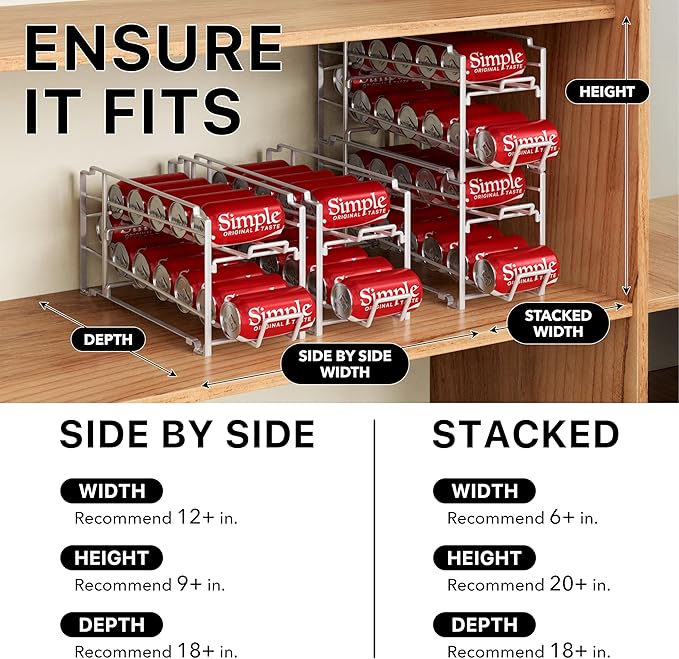 Simple Houseware Stackable Beverage Soda Can Dispenser Organizer Rack, White