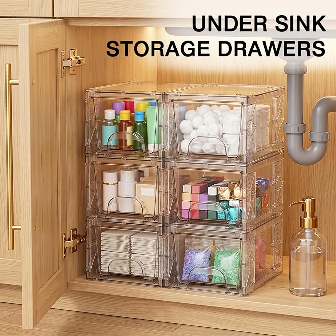 Stackable Storage Drawers, 4.4in Small Bathroom Organizers and Storage Boxes