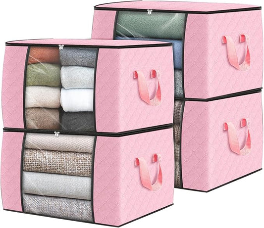 Fab totes 4 Pack Clothes Storage, Pink