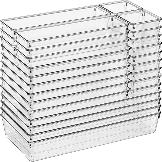 Large Clear Plastic Drawer Organizer 28 Pack