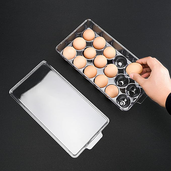 18 Eggs Holder for Refrigerator, Clear Egg Container for Fridge, Kitchen
