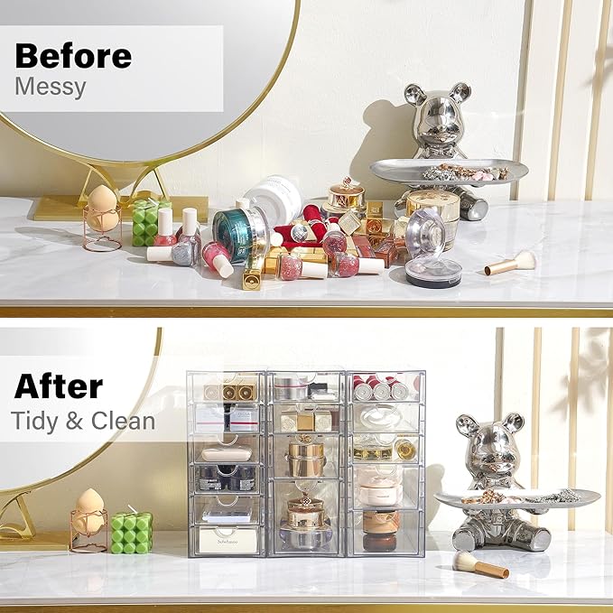 Acrylic Drawer Organizer with 15 Drawers