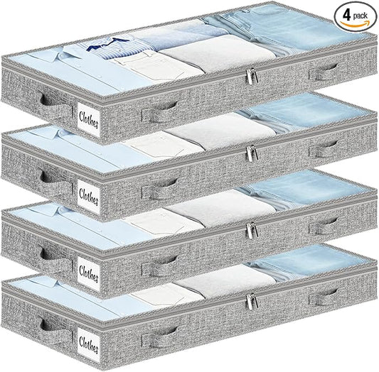 3 Inch Low Profile Under Bed Storage Drawer 4 Pack