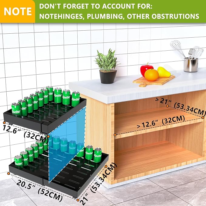 Mlinavn Pull Out Cabinet Organizer 21" Deep Expandable Slide Out Drawer