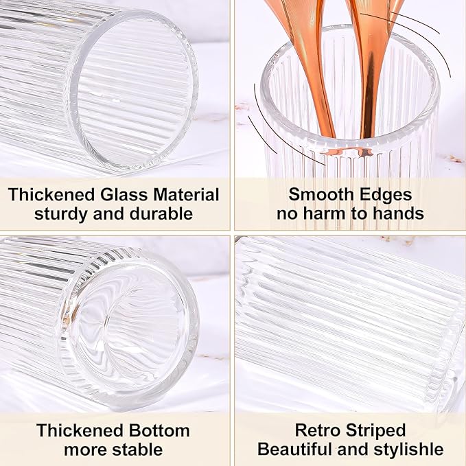 DASITON Makeup Brush Holder Organizer, Crystal Glass Makeup Brushes Storage Holder, Vintage Make Up Brush Cup for Vanity, Pen Pencil Holder for Desk, Toothbrush Holders for Bathroom (Clear SL)