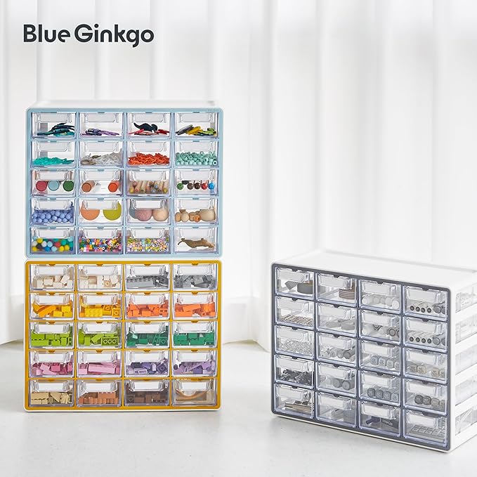 Blue Ginkgo Small 20-Drawer Cabinet, Made in Korea, Blue