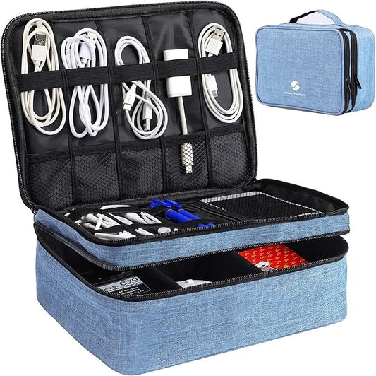 Travel Electronics Organizer, Denim blue