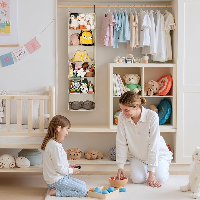 SAYS 6 Shelf Hanging Closet Organizers and Storage, Beige