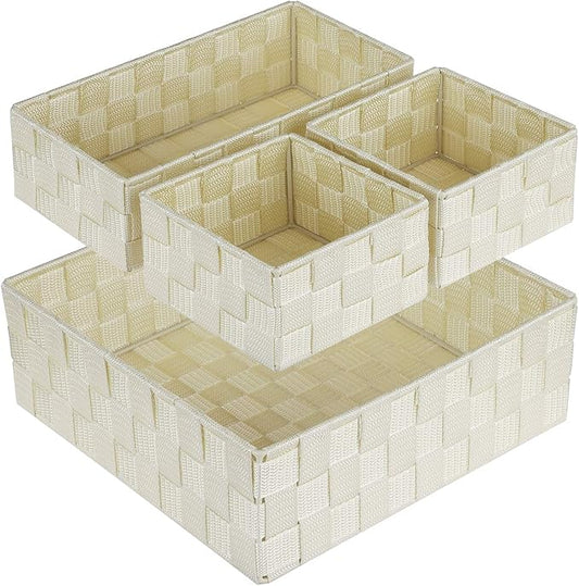 Woven Storage Baskets for Organizing, Beige