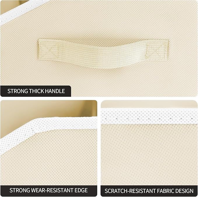 Homsorout Closet Organizers and Storage Bins - Large Fabric Storage Bins, Decorative Storage Baskets for Organizing, Trapezoid Foldable Basket for Clothes, Books, Home, 8 Pack, Beige