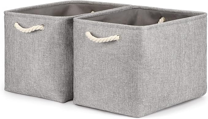 Bidtakay Grey Baskets [2-Pack] Shelf Baskets for Storage 16" X 11.8" X 11.8"
