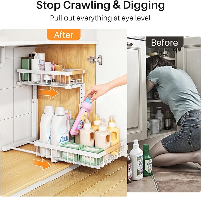 Under Sink Organizer, Adjustable Height, Small-1-Pack