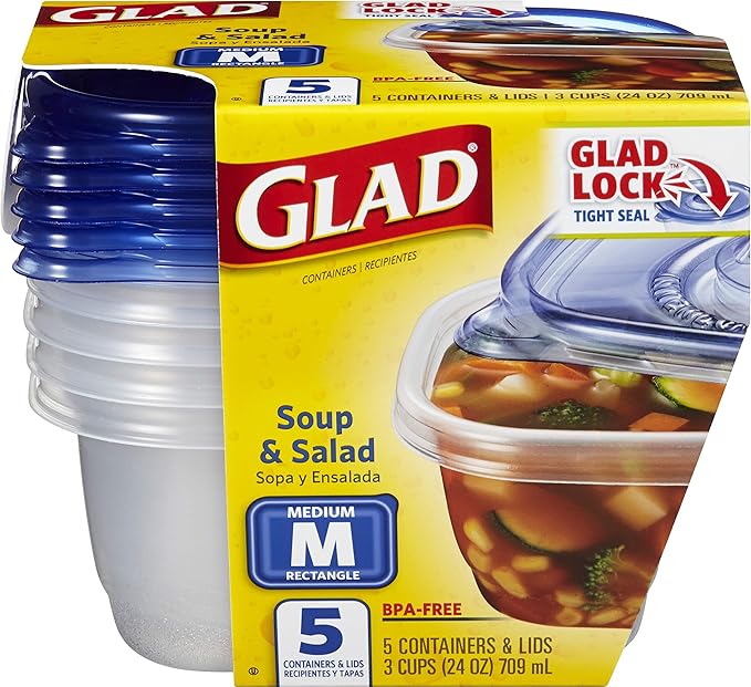 Glad GladWare Medium Rectangle Food Storage Containers with Lids, 6 Pack