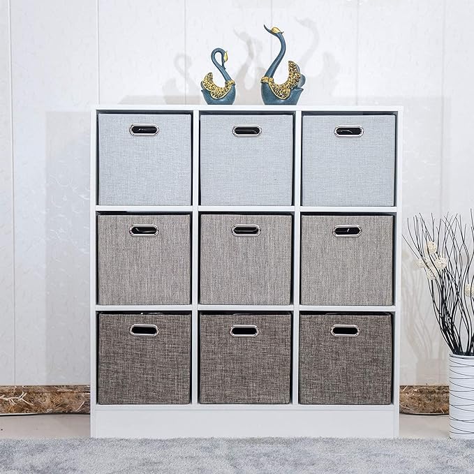 3X Thicker Fabric Storage Cubes 13 inch Collapsible Storage Bins, Coffee