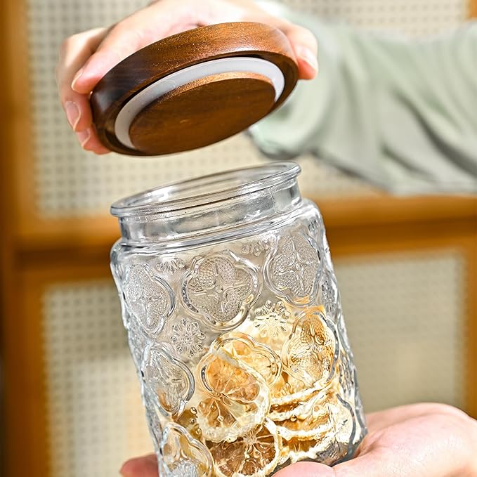 Adodeen 3-Pack 24oz Glass Jar With Airtight Lid