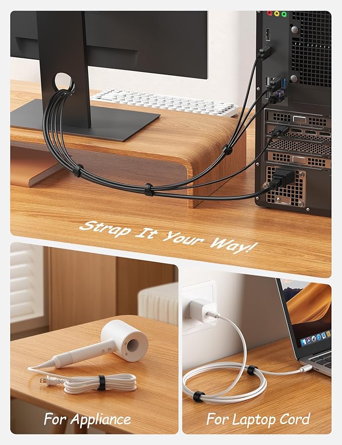 Lamicall 100Pack Reusable Cable Ties, 6 Inches Durable Cord Organizer Nylon Hook & Loop Straps, Cable Management Wrap Wire Storage Essentials, Computer PC Accessories, Home Office Travel Gadgets