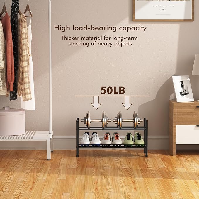 Expandable Shoe Rack, 2 Tier Shoe Rack for Closet