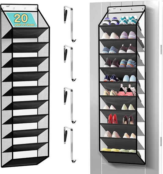 Kotkn 10 Tier Hanging Shoe Rack, Heavy Duty Behind The Door Hanging Shoe Rack