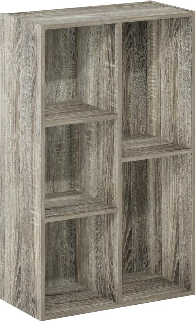 Furinno LUDER Book Shelf, 5-Cube Bookshelf, Reversible Bookcase, French Oak