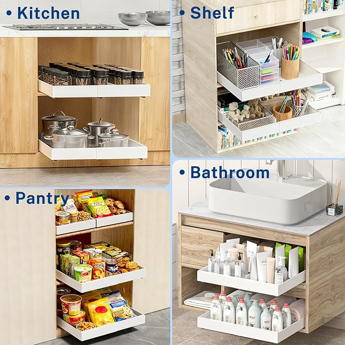 Pull Out Cabinet Organizer Expandable Width(12.2"-20.47") & 21"Deep
