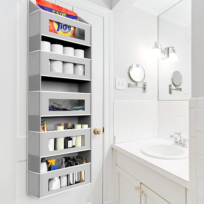 Simple Houseware Large Heavy Duty Over the Door Organizer with 5 Clear Window