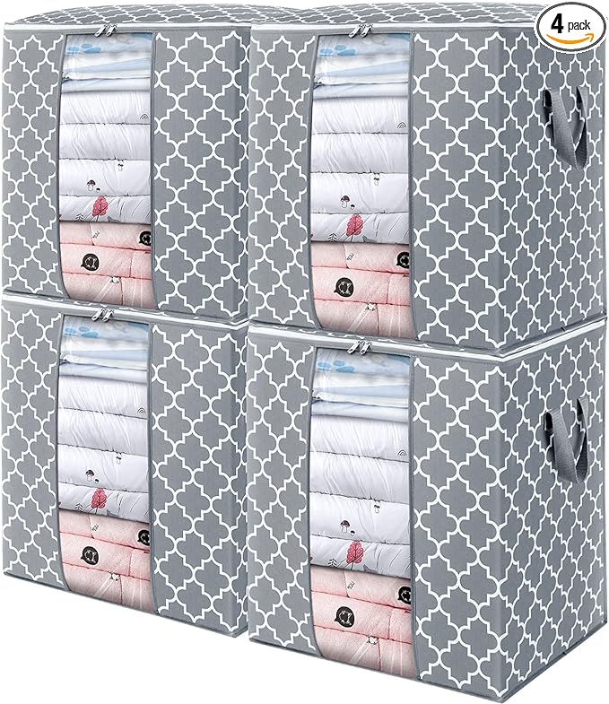 Storage Bags 4 Pack/100L Large Blanket Clothes Organization and Storage