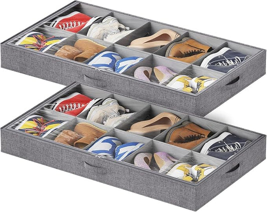 Under Bed Shoe Storage Organizer Fits 10 Pair Sneakers